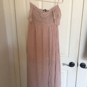 Off the shoulder pink maxi dress